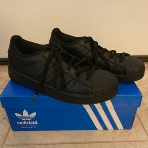 Black Kids Adidas Superstar Size 3 Shoes